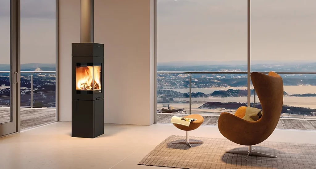 poêle moderne noir maison contemporaine chauffage aix en provence