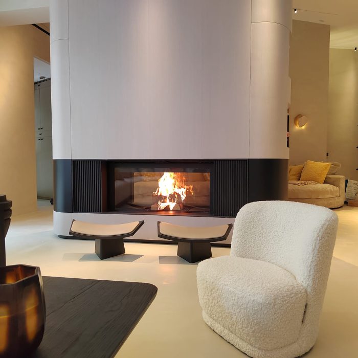 Cheminée architecte design salon pose chez Archiflam chauffage Aix en provence